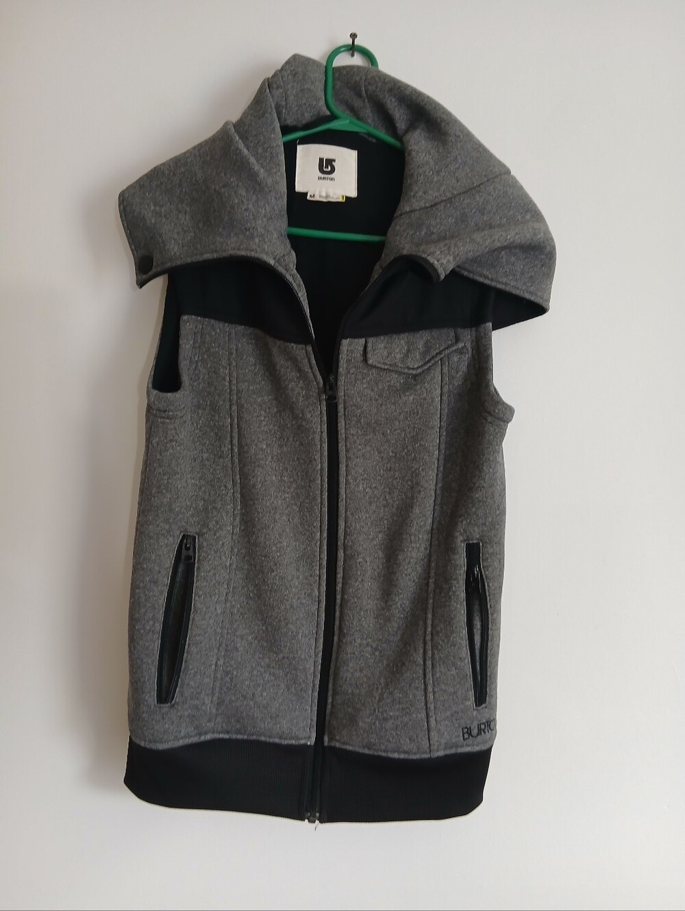 Burton Grey and Black Sleeveless Hoodie Vest